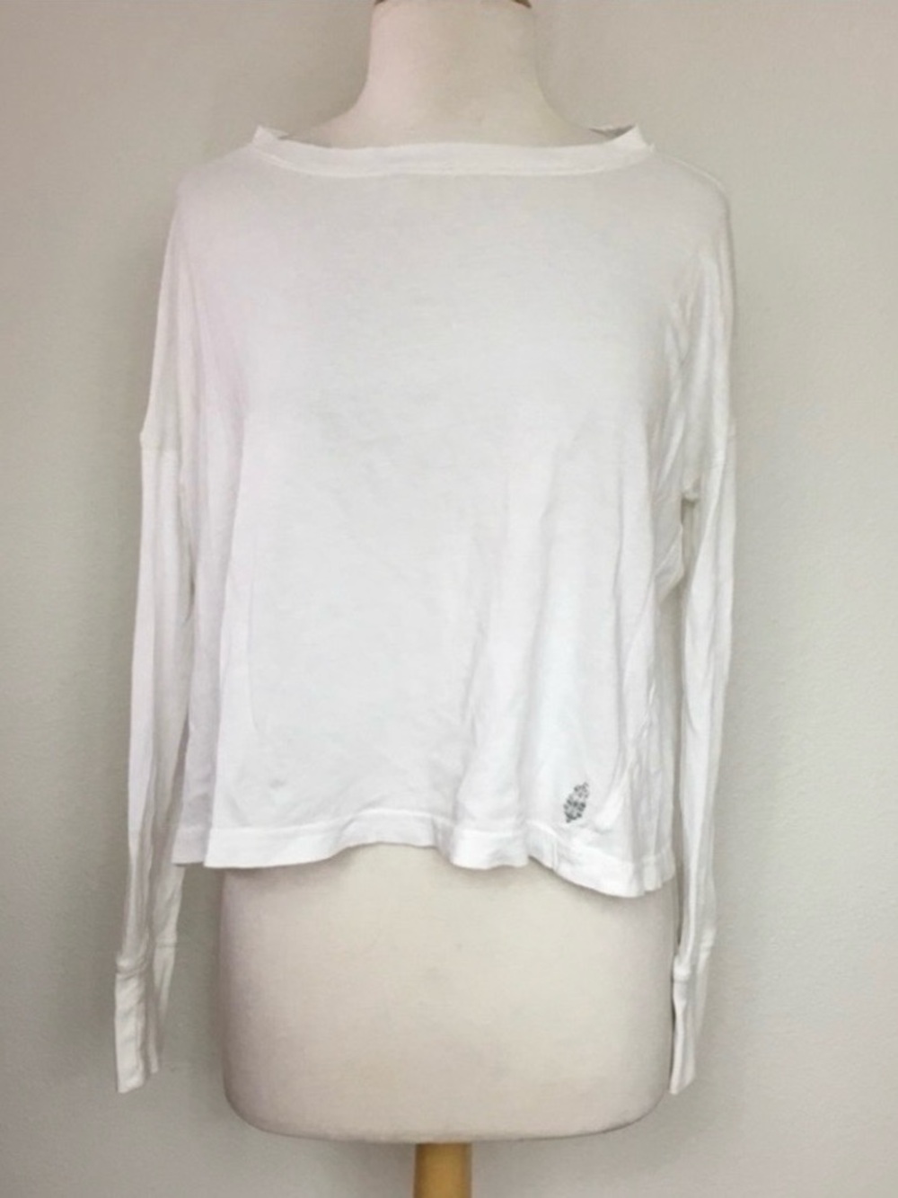 Free People Movement Womens White Long Sleeve Oversize T-Shirt Size Small Gym